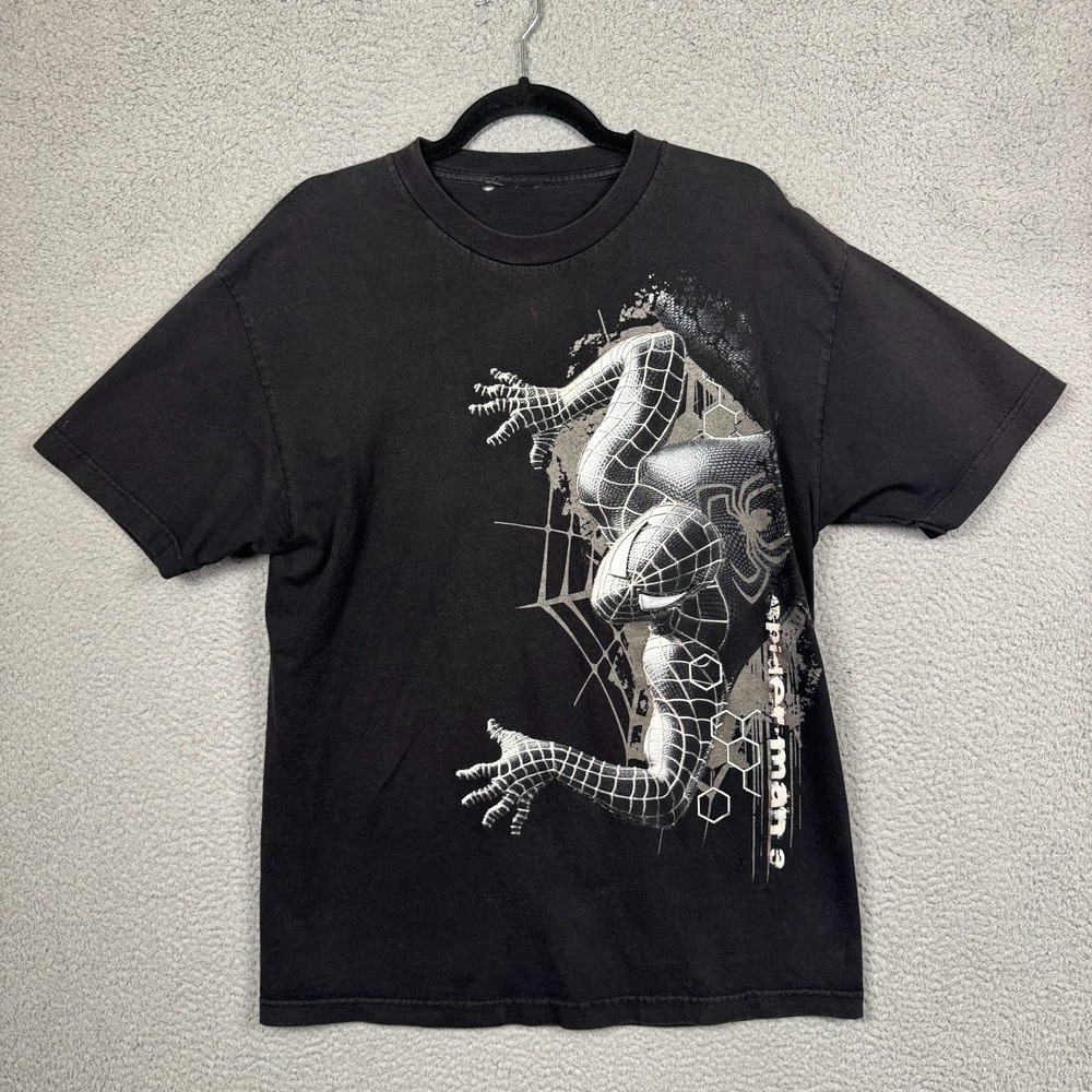 Vintage Spiderman 3 T-shirt Men L Black Big Graphic Marvel Movie Promo Y2K 2007